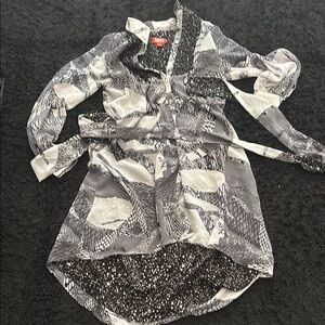 Kirna Zabete Black and Gray High Low Dress